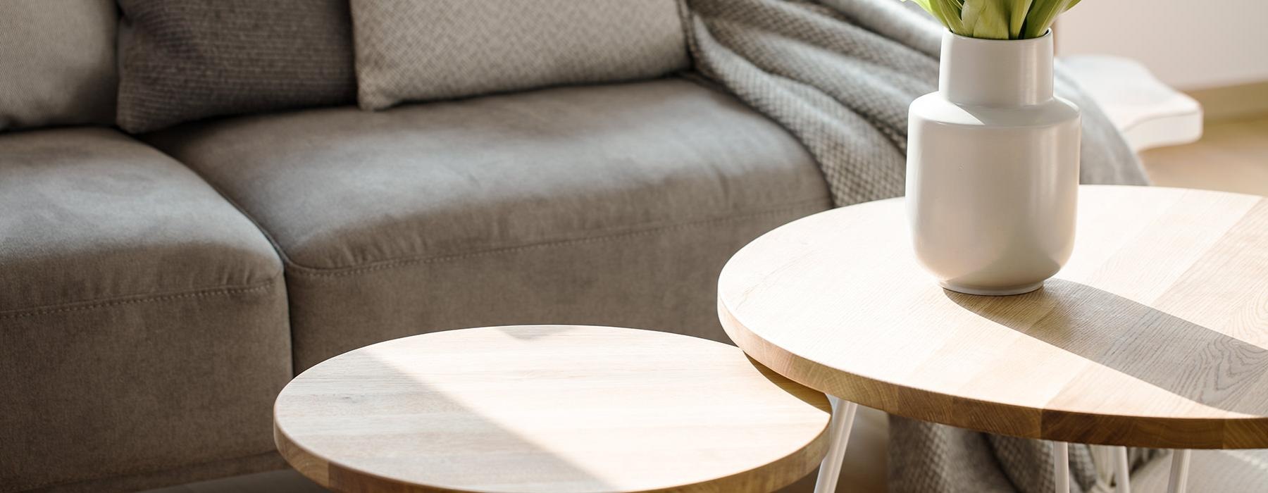 sunlit couch and coffee table